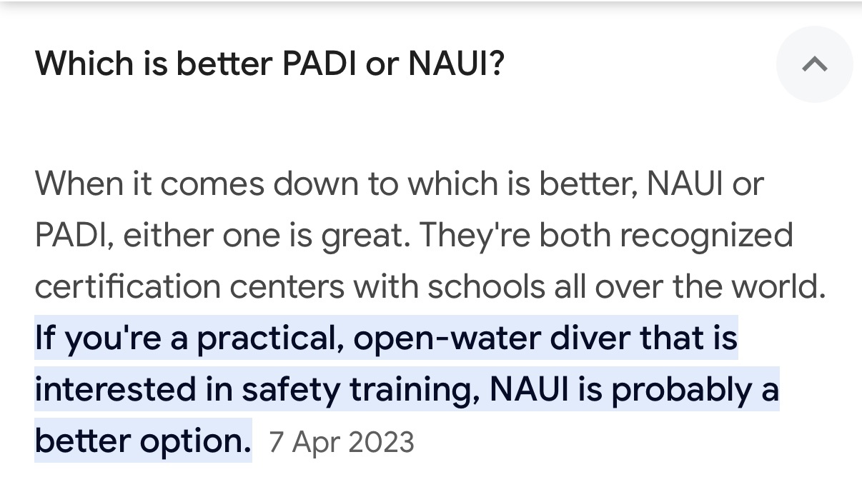 whats better PADI or NAUI diving